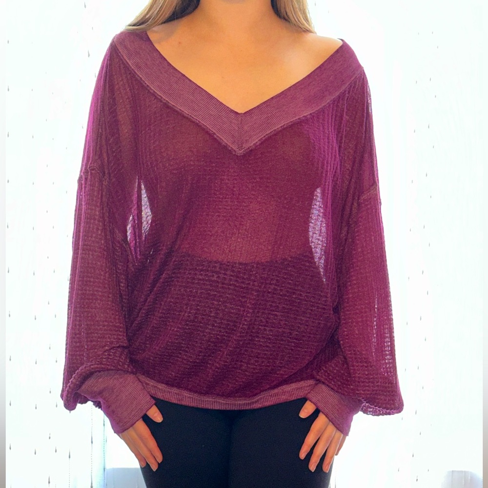 We The Free, loose fit, light weight, maroon, long sleeve shirt (size XS)